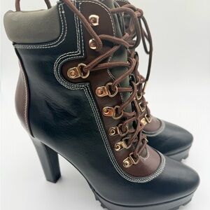 JustFab Two-Tone Lace-Up Boots